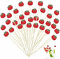 120 Pcs Tomato Cocktail Picks 4.7" Drinks Fruits Hawaiian Party Food Garnish Skewer Sticks Halloween Decorations Supplies Cowboy Handmade Bamboo Toothpicks