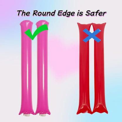 40pcs Round headTeam Spirit Boom Sticks Thunder Sticks Cheering Sticks Team Spirit Plastic Cheerleading Spirit Stick Clapper Inflatable Noise Maker Sports Supply (Pink)