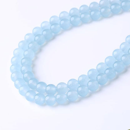 Ice Blue Chalcedony Stone Beads Gemstone Round Crystal Energy Jade Beads Stone Beads for Jewelry Making DIY Bracelet Necklace Jewelry Making 1 Strand 15.5inch 45PCS 8MM