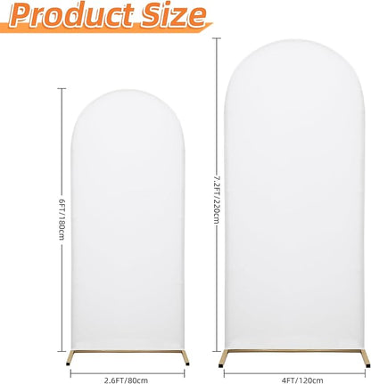 Wedding Arch Cover Spandex Arch Backdrop Cover 7.2FT,6FT Set of 2 Arch Stand Cover Arch Covers Stretchy Backdrop for Wedding Birthday Party Decoration Baby Shower (White)