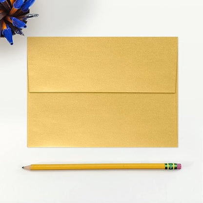 LUXPaper A7 Invitation Envelopes | Peel & Press | 5 1/4" x 7 1/4" | Gold Metallic | 80lb. Text | 500 Qty