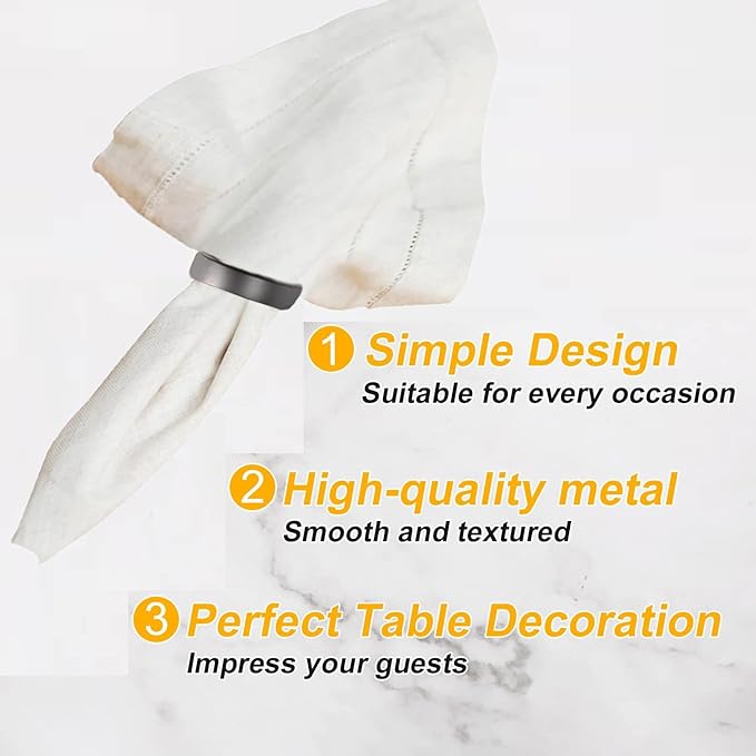 Black Napkin Rings-10 Pcs Stainless Steel Napkin Rings,Metal Napkin Ring for Table Settings Wedding Christmas Party Dinner Table