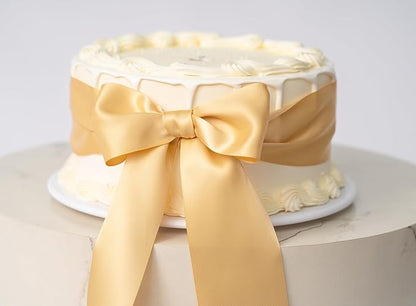 Champagne Satin Ribbon 2.5 Inch Double-Faced Polyester Ribbons 25 Yards for Hair Bows Gift Wrapping Crafts Floral Bouquet Wedding Invitations
