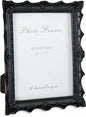 Cuspin 5x7 Black Picture Frame, Handcrafted Resin Frame with Exquisite Carved Details & Glass Front, Vintage Antique Design for Wall Hanging or Tabletop Display, Home Decor