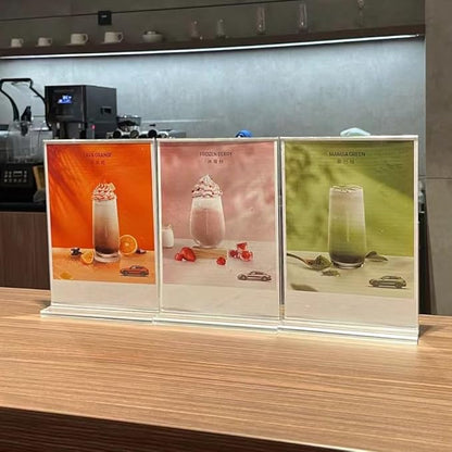 newnewshow Acrylic Sign Holder 11x8.5 Inch 3 Pack Horizontal T Shape Double-Sided Desktop Display Holder. (Optional 8.5x11 8.5x5.5 5x7 Horizontal and Vertical)