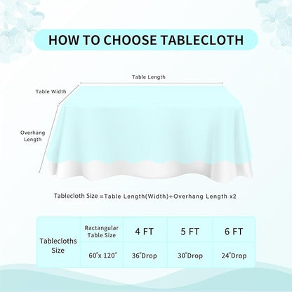 LuoluoHouse Lace Tablecloth Rustic Table Fabric Blue 60x120 Inch for Boho Wedding Bridal Shower Party Decoration Rectangle Overlay Long Vintage Embroidered Reception Table Cloth Decor
