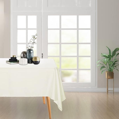 Ascoza 2pack 70x70 Inch Ivory Square in Polyester Fabric Tablecloth for Wedding,Banquet,Restaurant and Parties