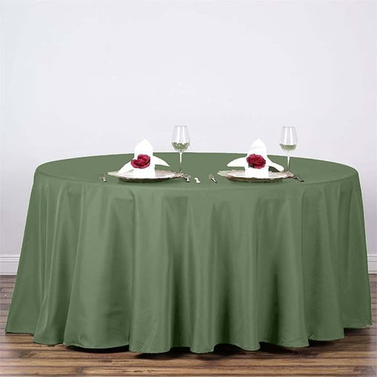 Efavormart Round Tablecloth, 120 Inch Stain & Wrinkle Resistant Washable Table Cloth, Decorative Polyester Fabric Table Cover for Banquet, Wedding, Dining - Willow