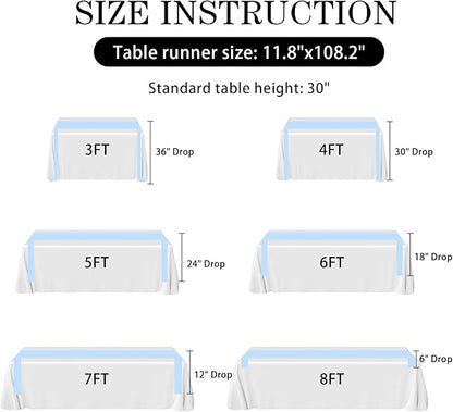 SHEJIZE 10 Pack Light Blue Satin Table Runner 12x108 Inches Long, Bright Silky Smooth Satin Table Runner Table Decor for Wedding Banquet Christmas Prom Event Birthday Party