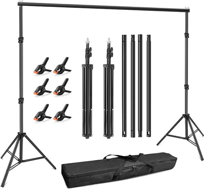 Hemmotop Photo Backdrop Stand, 10x7 ft Background Stand for Photoshoot, Adjustable Backdrops Support kit with Carry Bag for Parties, Photography, Projector Screen, Wedding, Decoration, Balloons