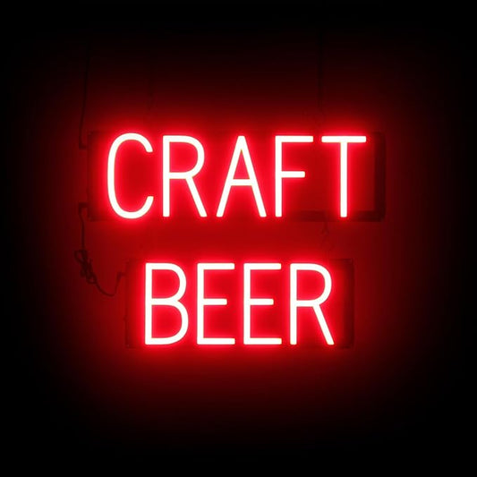 SpellBrite CRAFT BEER Sign | Beer-Related Sign with Neon Look, Red LED Light Source | 20.5" x 15.0"