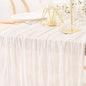 MLMW Ivory White Table Runner Cheesecloth Boho Gauze Rustic Cheese Cloth Table Runner 160 inch Sheer 13.3ft for Thanksgiving Wedding Party Baby Bridal Shower Birthday
