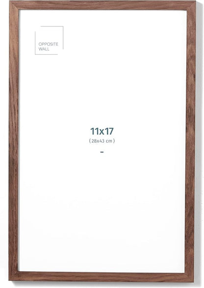 Opposite Wall - 11x17 in - Dark Solid Oak Wood Picture Frame - Lightweight, Versatile & Shatterproof - Wall Hanging Poster or Photo Frame - Wall Decor for Office, Gallery & Home