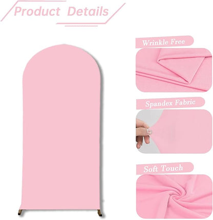 bricia Wedding Arch Backdrop Stand Cover, 6FT Double Sided Stretchy Arch Cover Fitted Wedding Birthday Party Banquet Decoration (Pink 72''Lx31.2''W)