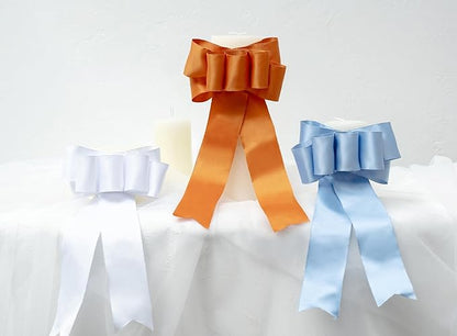 Orange Satin Ribbon Double-Faced Wired Ribbons for Gift Wrapping Flower Bouquet Bows Wedding Invitation Christmas Decor Crafts 2-1/2 Inch 10 Yards