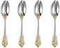 KEAWELL Luxury 6.3" Teaspoons, 18/10 Stainless Steel, Gorgeous Small Spoons, Stirring, Mixing, Sugar, Cake, Dessert Spoons, Mini Antipasto spoons (Gold Accent)