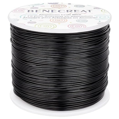 BENECREAT 18 Gauge Aluminum Wire 492FT Anodized Black Bendable Craft Wire for Beading Jewelry Craft Making, Plant Gardening, Sculpting Model Making