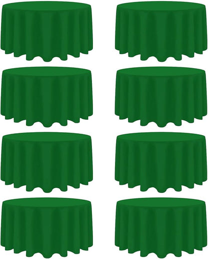 8 Pack Green Round Tablecloth 120 Inch Stain and Wrinkle Resistant Round Green Table Cloth Reusable and Washable Polyester Fabric Table Covers for Buffet Wedding Party and Banquet