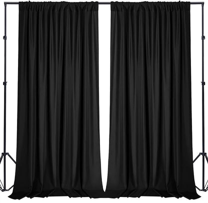 Sugargirl 10x10FT Black Backdrop Curtains Polyester Photo Backdrop Drapes Curtains 2 Panels with Rod Pockets for Party Birthday Wedding Photography Home Decoration