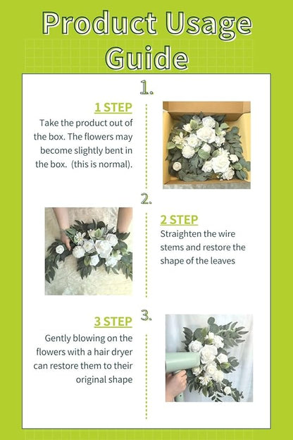 Wedding Sign Faux Flower Swag (Pack of 2) for Ceremony Party Reception Entrance Floral Decor Wall Easel Stand for Wedding Poster Welcome Sign (Natural White)