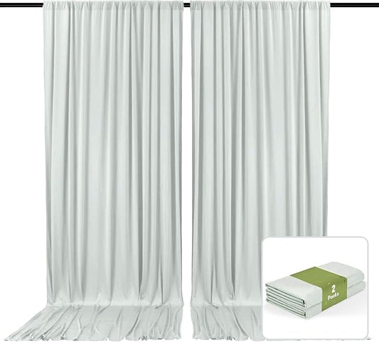2 Panels Silver Backdrop Curtain, 10 x 7 Feet Background Curtains for Parties, Weddings, Baby Showers, Bachelorette Halloween, Christmas Birthday Party Photoshoot Backdrop Curtains Decorations