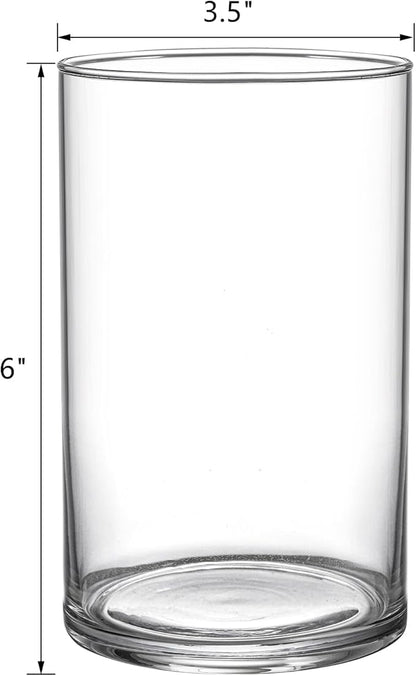 Frcctre 8 Pack 6 Inch Glass Cylinder Vases, Clear Glass Vases Floating Hurricane Candle Holders Flower Vase for Wedding Centerpieces and Home Decoration