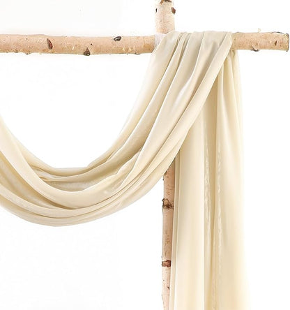 Wedding Arch Draping Fabric 1 Panel 18Ft Nude Sheer Chiffon Curtain Drapes 6 Yards for Wedding Ceremony Birthday Party Decoration