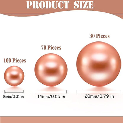 200 Pcs Vase Filler Beads Rosegold Pearl Beads for Vase No Hole Pearls for Centerpieces Vases Home Table Party Decor Wedding DIY 8/14/20mm