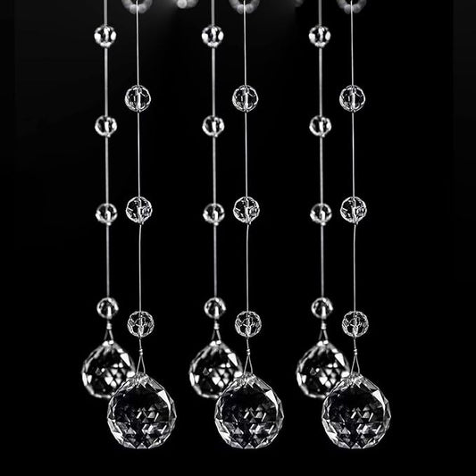 Clear Crystal Beads Strands Glass Beads String Hanging Decor for Wedding Arch Centerpieces Curtain Chandelier Ornaments Door Ceiling Beaded Drapes Decoration Accessories(2 Feet 5pcs)