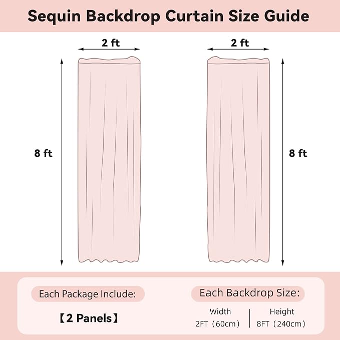 Sugargirl Fuchsia Sequin Backdrop Curtain 2 Panels 2FTx8FT Glitter Fuchsia Background Drapes Sparkle Photography Backdrop for Party Wedding Birthday Wall Decoration