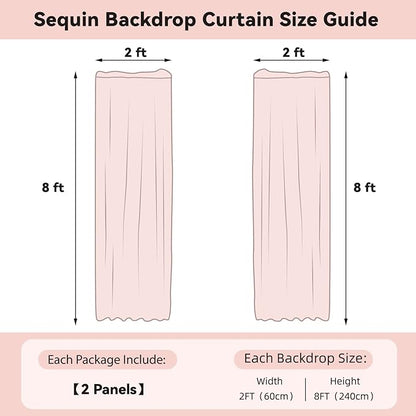 Sugargirl Silver Sequin Backdrop Curtain 2FTx8FT Glitter Background Drapes Sparkle Photography Backdrop for Party Wedding Birthday Wall Decor（2 Panels,Silver