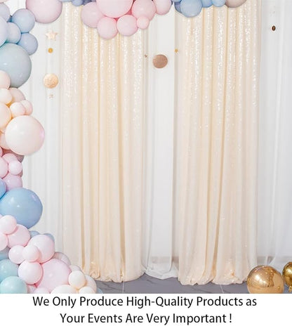 ShiDianYi Sequin-Backdrop Ivory 2 Panels 4FTx6FT Sparkle Wedding & Birthday Backdrop