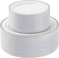 100PCS Silver Plastic Plates Set, 50 10.25 inch Dinner Plate and 50 7.5 inch Dessert Plates, Premium Disposable Plates for Party, Wedding