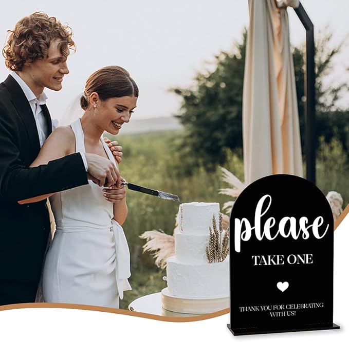 Black Please Take One Sign, Wedding Engagement Bridal Shower Baby Shower Decor for Reception Reception, Weddings Acrylic Sign