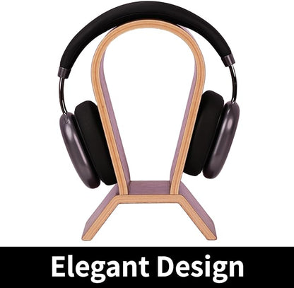 Wood Headphone Stand for Desk - Headset Holder Cute Gaming Wooden Headphones Hanger Hook Rack Base Storage Head Phone Accessories