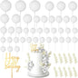 MIAHART Ball Cake Toppers Boho Grass Cake Topper Ball Cake Insert Decoration for Birthday Wedding Baby Shower Party Decorations Boho Themed Party Supplies (White)