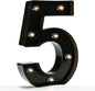 OYCBUZO Light Up Black Alphabet Marquee Number Sign LED Marquee Number Lights Sign for Night Light Home Bar Christmas Lamp Birthday Party Wedding Decoration 5