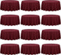 Fani 12 Pack 90 Inch Round Burgundy Polyester Tablecloths for Round Table, Wedding Party, Dining Table, Buffet, Banquet, Restaurant, Camping