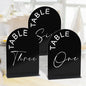 Black Arch Wedding Table Numbers 1-15 with Stands, 5x7 Inch Acrylic Arch Sign with Holder for Wedding Reception Table Centerpiece Decoration
