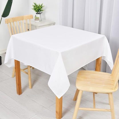 Hiasan Faux Linen Rectangle Tablecloth - Wrinkle and Stain Resistant Washable Table Cloth for Kitchen Dining Room Holiday Table Cover for Party Dinner, White, 54 x 80 Inch