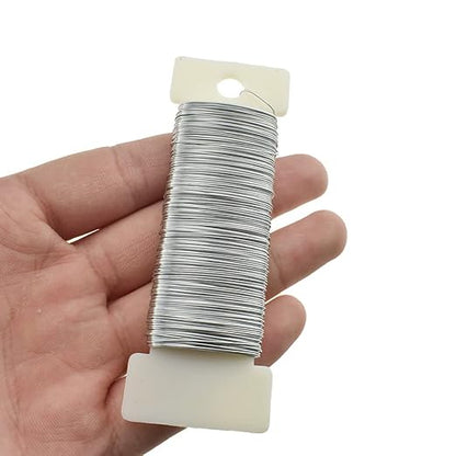 HAHIYO 26Gauge Silver 3 Rolls Total 115 Yards(345 Feet) Metal Floral Wire Flexible Paddle Wire for Crafts Christmas Wreaths Tree Flower Arrangement Bouquet Wrapping Wedding DIY