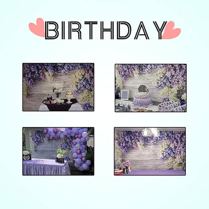 10x7ft Newborn Baby Wooden Plank Photography Backdrops Purple Lilac Flowers Bloom Bouquet Wooden Wall Girls Adults Portrait Photo Background Parties Events Decor Wallpaper Photo Studio Props