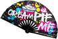 Kandies World Custom Festival Folding Hand Fan - Unique Designs, Made of Bamboo, Clacking Sound, Lightweight - Perfect Rave and Festival Accessory! (Cream Pie)