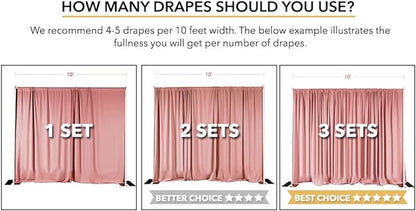 AK TRADING CO. 10 feet x 10 feet Polyester Backdrop Drapes Curtains Panels with Rod Pockets - Wedding Ceremony Party Home Window Decorations - Navy Blue
