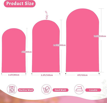 6FT Fuchsia Arch Backdrop Cover - Polyester Fitted Wedding Arch Stand Covers Round Top Chiara Arch Backdrop Cover for Birthday Party Banquet Photo Background Decoration