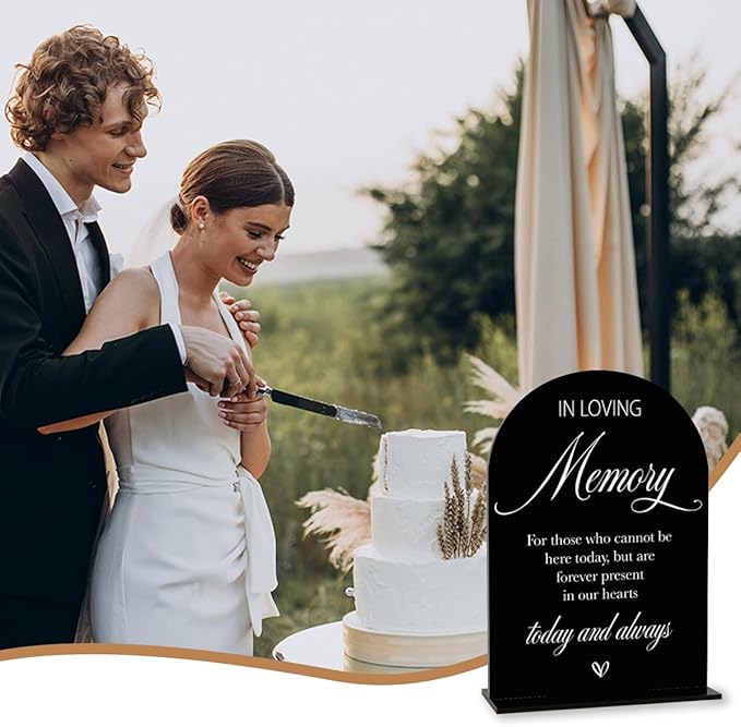 Black In Loving Memory Wedding Sign, In Memory Wedding Sign for Engagement Bridal Shower Decor fo Ceremony Reception, Weddings Acrylic Sign