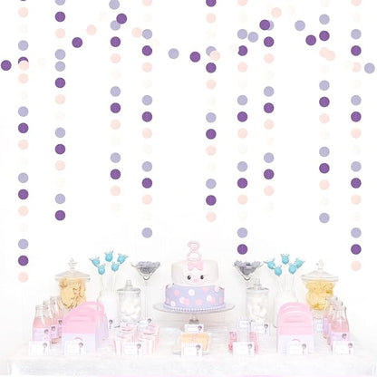 Purple-Pink White Party-Decorations Paper Garland - 52ft Lavender Birthday Streamers Banner, Lilac Baby Bridal Shower Wedding Bachelorette Hanging Supplies Decor Hugfond