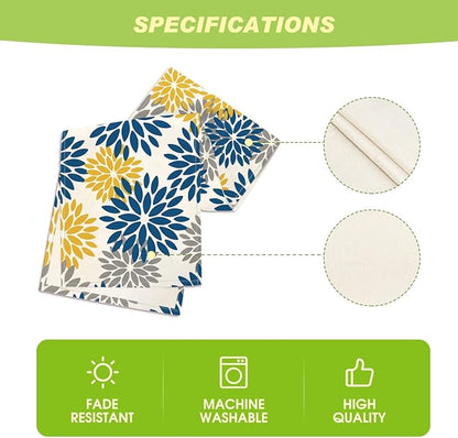 Artoid Mode Blue Dahlia Floral Pinnata Summer Table Runner, Spring Kitchen Dining Table Decoration for Home Party Decor 13x72 Inch