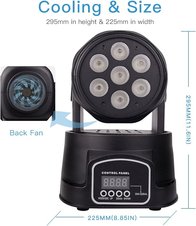 BETOPPER DJ Lights Moving Head,RGBW Mini Stage Lights Moving Head, DMX DJ Disco Lights Sound Activated, Mini Moving Heads Wash Light for Christmas, Parties, Club, Concert, Wedding, Disco Events, 7x8W