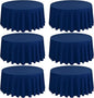 6 Pack Round Tablecloths - 120 Inch, Navy Blue Polyester Table Cover for Round Table, Stain and Wrinkle Resistant Washable Fabric Table Cloth, Polyester Tablecloth for Wedding Banquet Parties